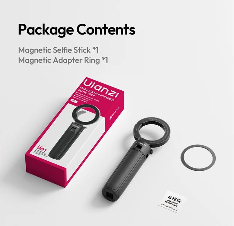 Ulanzi MT71 MagLock Mini Selfie Stick 4-Section Extendable Pole Cell Phone Accessories Tripod for Vlog Tiktok Live Streaming