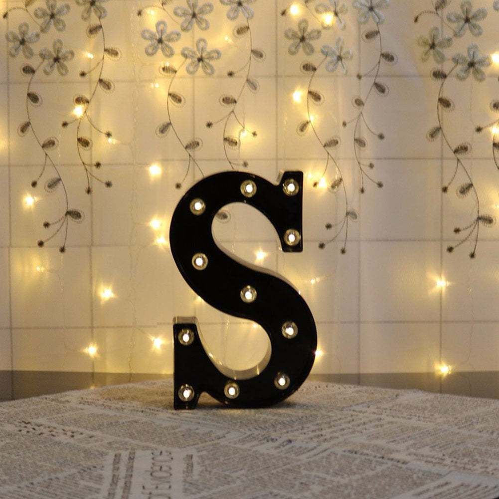 Newly Design Led Letters Lights 26 Alphabet Black Decorative Marquee Lamps for Wedding Party Birthday Home Bar Decoration