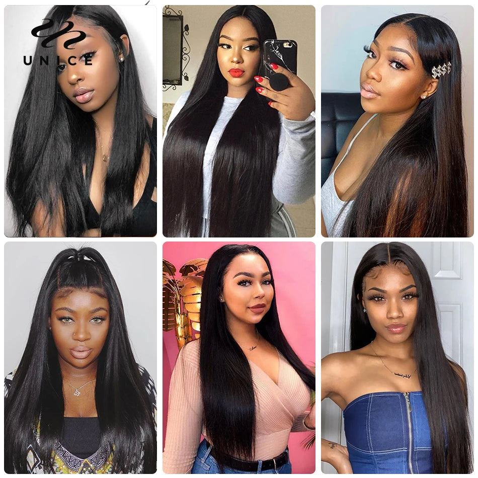 Unice hair Free Shipping Peruvian Virgin Hair With Closure 3 Bundles Peruvian Straight Hair Wefts 12A Grade Peruvian Middle Part