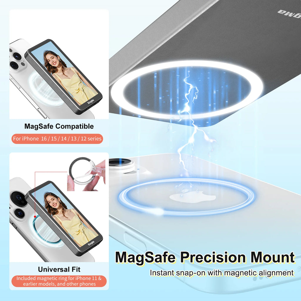 Phone Vlog Selfie Monitor Screen, Touchscreen Monitor, Wireless Transmission with Bluetooth Remote for iPhone Live Stream TikTok