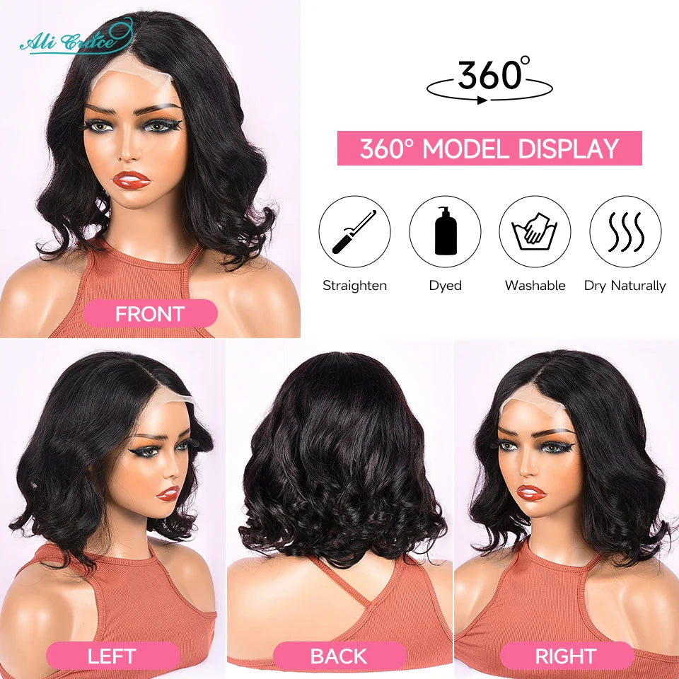 Ali Grace Body Wave Lace Closure Wig Brazilian Hair Bob 4x4 Closure Human Hair Wigs For Women Preplucked Short Bob Lace Wigs