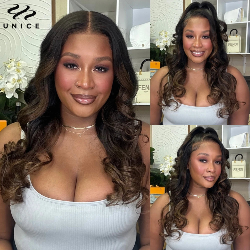 Unice Hair Chestnut Brown Loose Wave Wig 7x5 Lace Pre Cut Pre Bleached Glueless Wig Human Hair Ready To Wear Go Wig 150% Density