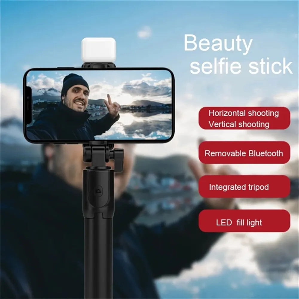 Wireless Bluetooth Selfie Stick Tripod With Remote Extendable Tripod With LED Selfie Light Detachable For Ios Android Smartphone