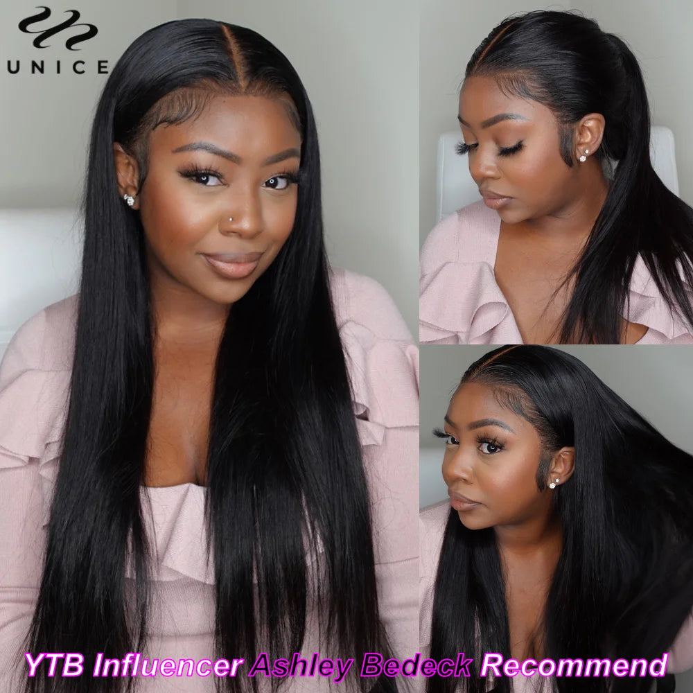 UNice Pre Everything Frontal Wig Pre Bleached Pre Cut 13x4 Lace Front Wig Straight Lace Front Wig Human Hair Wear Go Lace Wigs