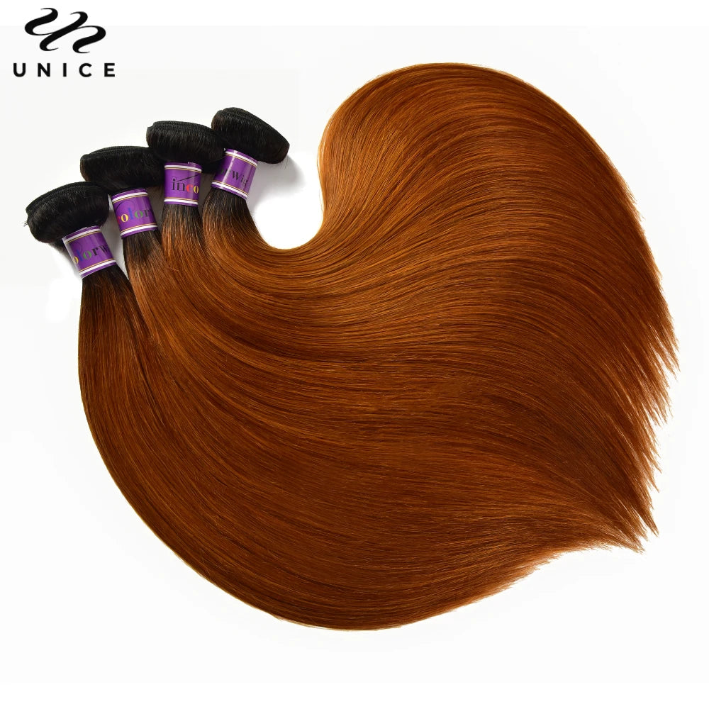 UNice Hair #30 Arburn Silky Straight Virgin Human Hair Bundles 1/3/4 PCS Deal 100Grams 10A Grade 100% Human Hair Extensions