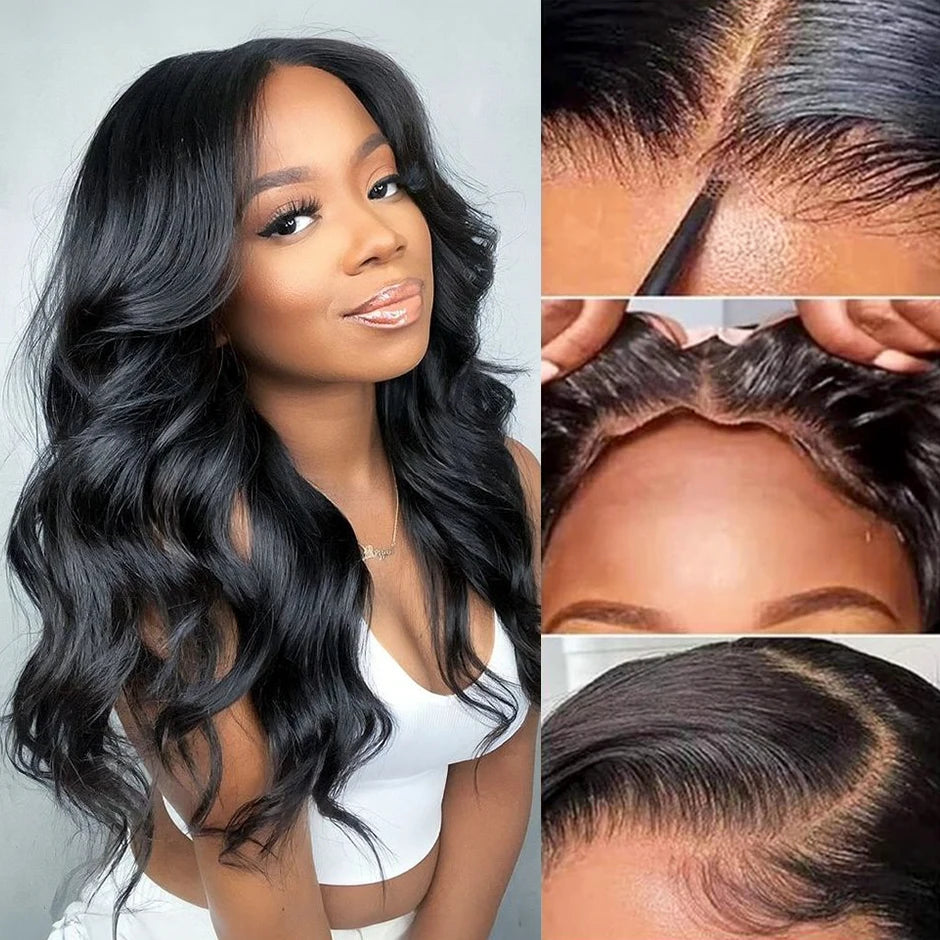 ISEE Hair Layered body wave 7x5 Glueless Wigs Human Hair Ready To Wear Preplucked Wear And Go Wigs ace Front Wigs PreCut Lace