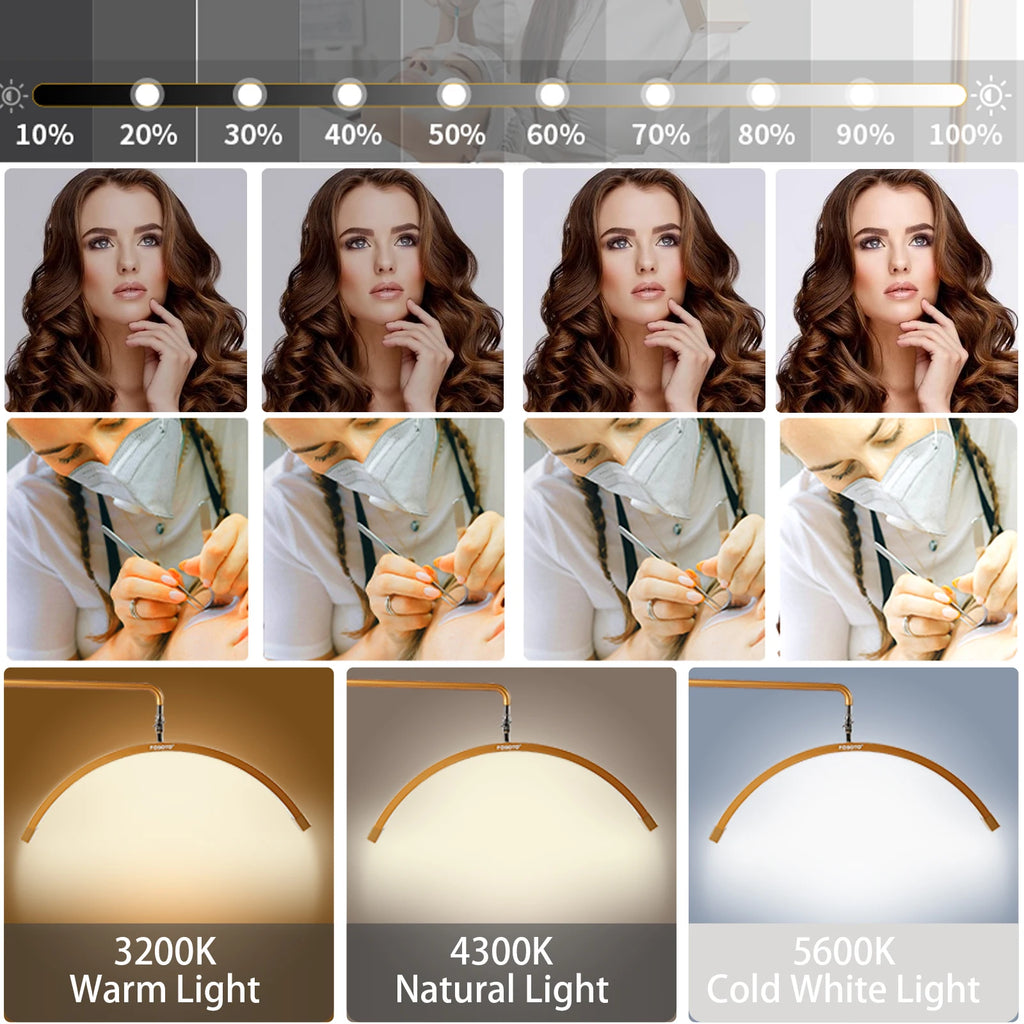 Fosoto Multifunctional Half Moon Lamp Video Ring Lash Light For Beauty Facials Salon Tatoo Live Stream Photography Photo TikTok