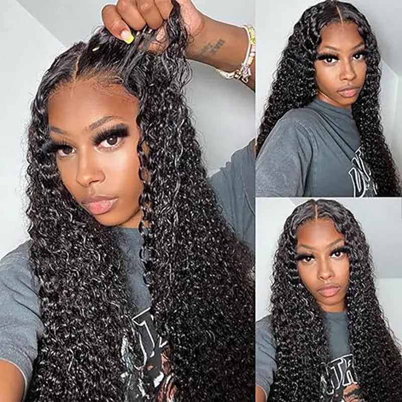 ISEE Hair Pre Bleached Knots 7x5 Water Wave Wig Wear And Go Glueless Human Hair Wig Transparent Pre Cut Pre Plucked Curly Wigs