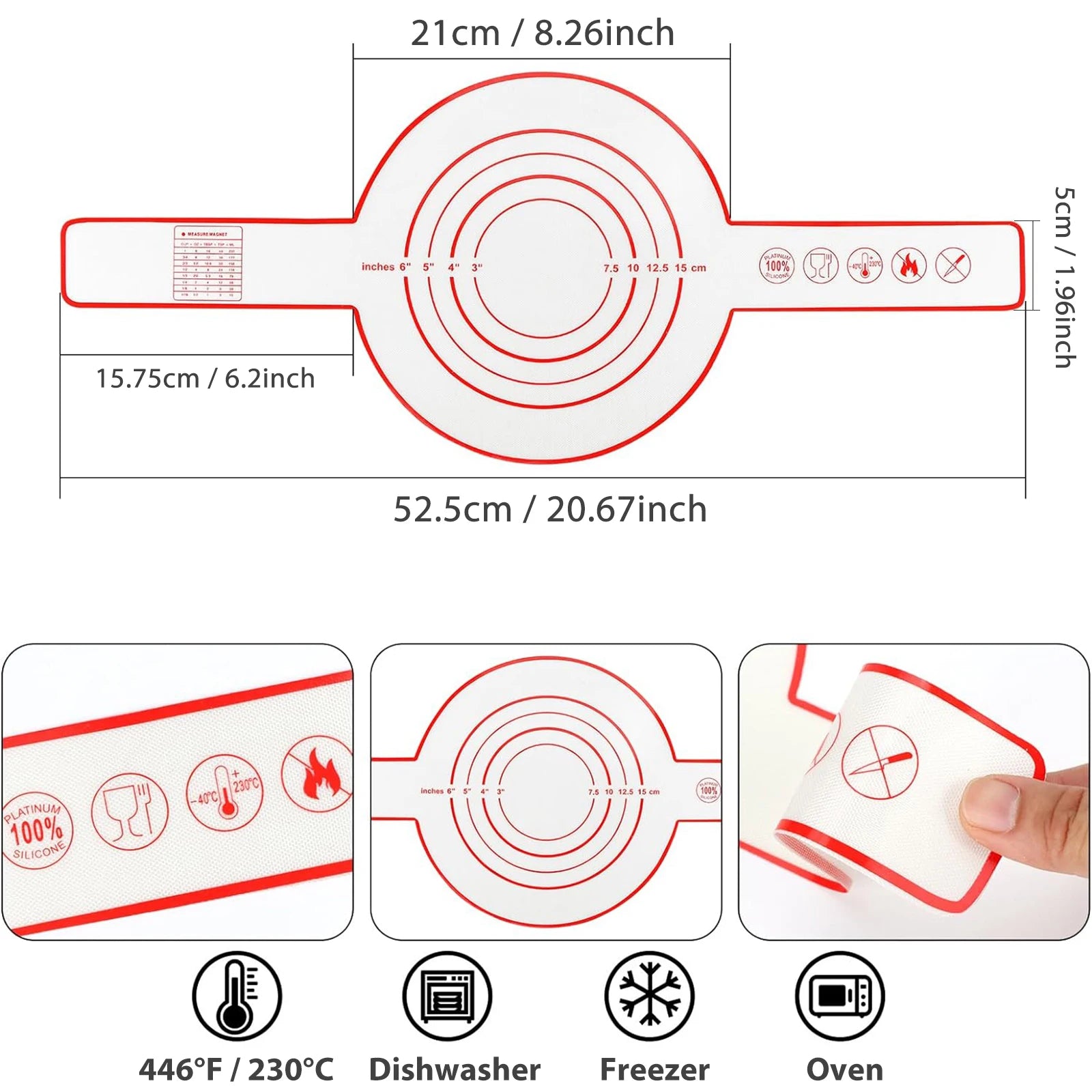 Silicone Bread Sling for Dutch Oven, Reusable Baking Mat with Long Handles, Non-Stick Sheet Liners for Transferable Dough Pastry