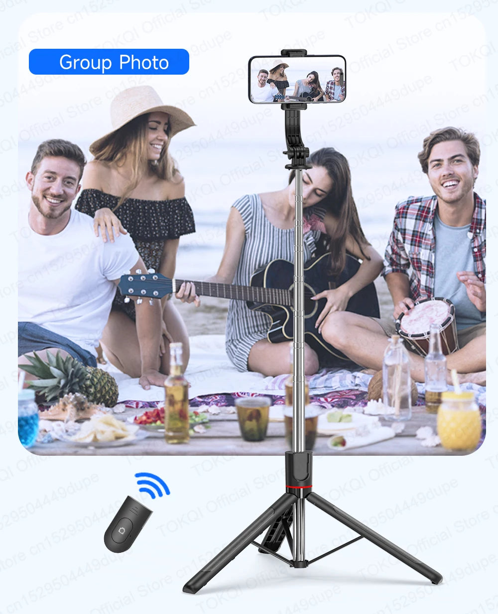 F15 Selfie Stick Tripod Extendable Pole with Wireless Bluetooth Remote Phone Holder for Smartphone Shooting Vlog Video Recording