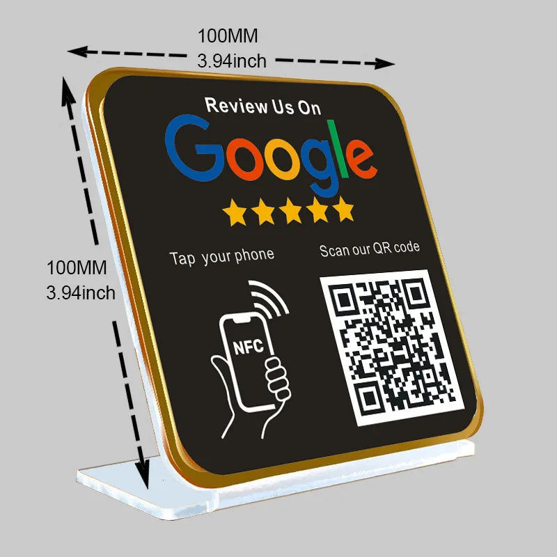 Customized Printing Google Review Sign NFC Scan code Acrylic Social Media Signs Google Review Plates with Stand