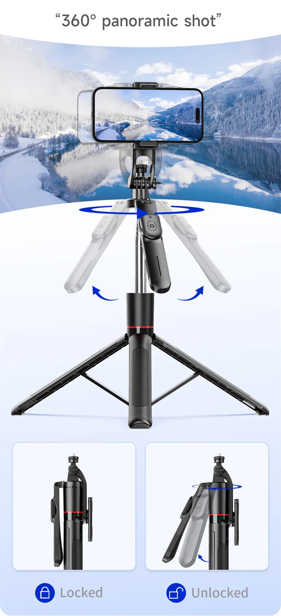 FANGTUOSI New 1.7M Wireless Selfie Stick Tripod Foldable Stand For Gopro Action Cameras Smartphones Balance Steady Shooting Live