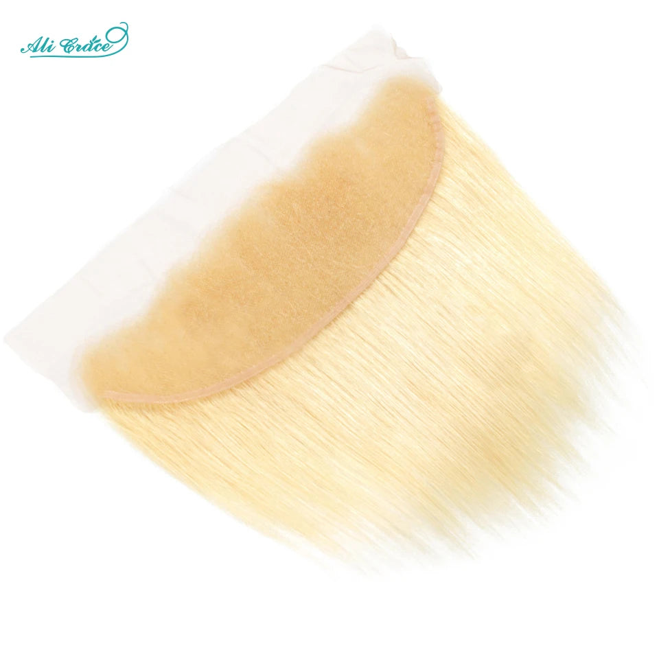 Ali Grace Hair 613 Blonde Color Straight 13x4 Transparent Lace Frontal Brazilian Hair 100% Human Hair Pre Plucked with Baby Hair