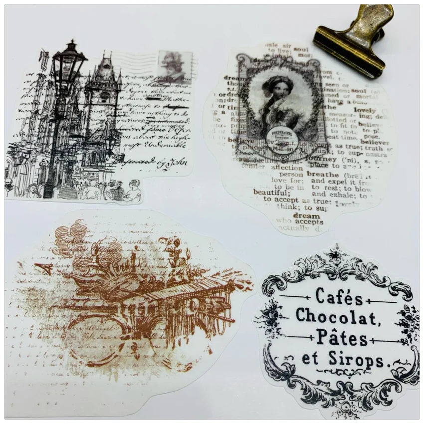17Pcs/Bag Vintage Black White Newspaper Sticker DIY Craft Scrapbooking Album Journal Happy Planner Decorative Stickers