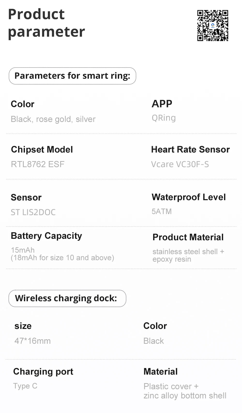 New COLMI R12 Smart Ring, Wireless Charging, Display and Touch, Health Manager, Multi Sports Modes For Men Women, Gold, Silver