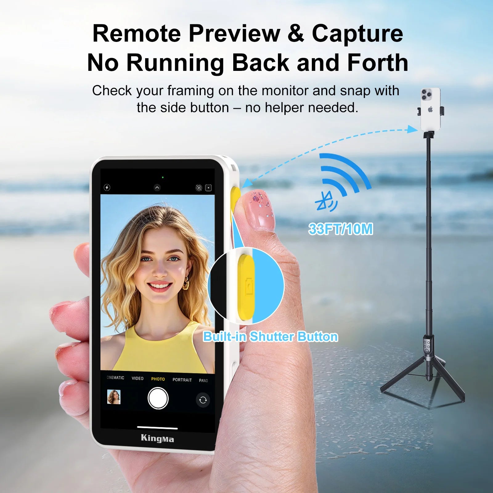 Phone Vlog Selfie Monitor Screen, Touchscreen Monitor, Wireless Transmission with Bluetooth Remote for iPhone Live Stream TikTok