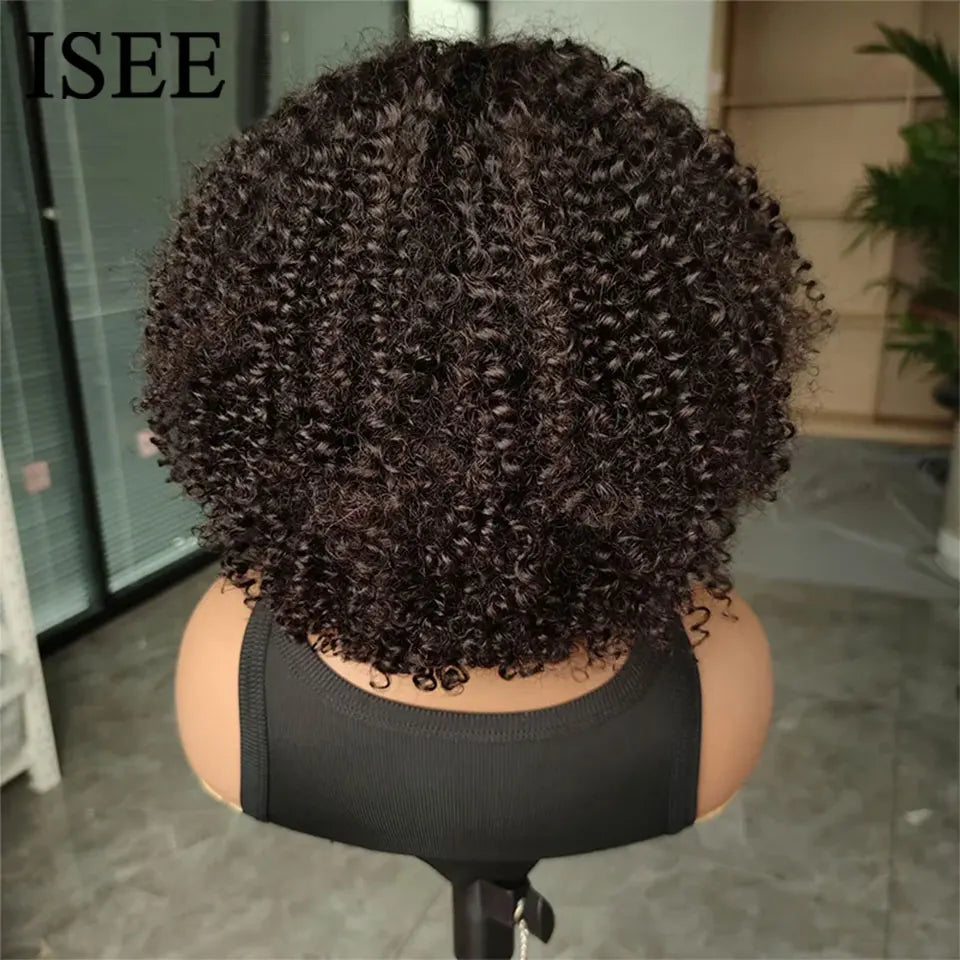 Wear Go Glueless Wig ISEE HAIR Brazilian Kinky Curly Short Bob Human Hair Wigs 6x4 HD Lace Glueless Wig Human Hair Ready To Wear