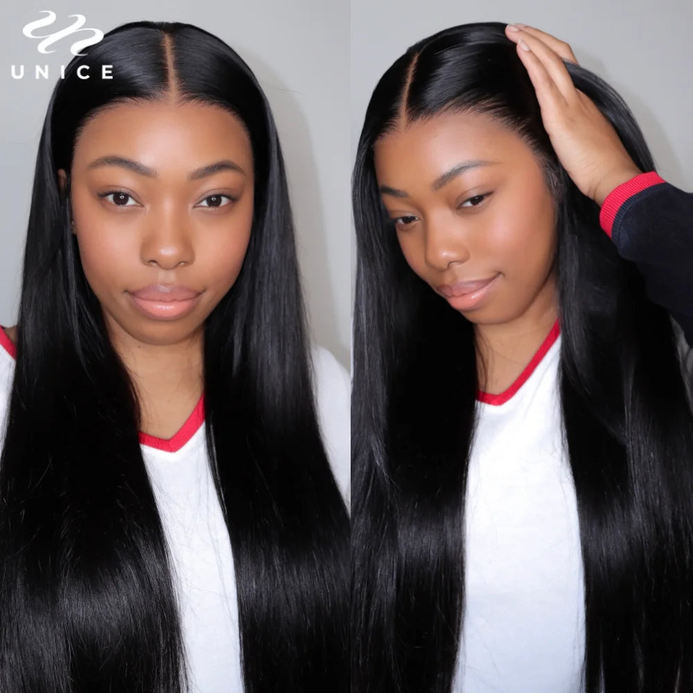 UNice Hair 13x4 Straight Human Hair Lace Frontal Wig Pre Plucked Pre Cut Pre Bleached Glueless Human Hair Wigs 150% Density