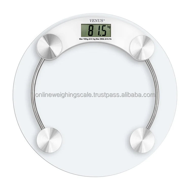 Transparent 180 kg Tempered Glass Body Eco-Friendly Durable Non-Slip Adjustable Bathroom Weighing Scale High Strain Gauge Sensor
