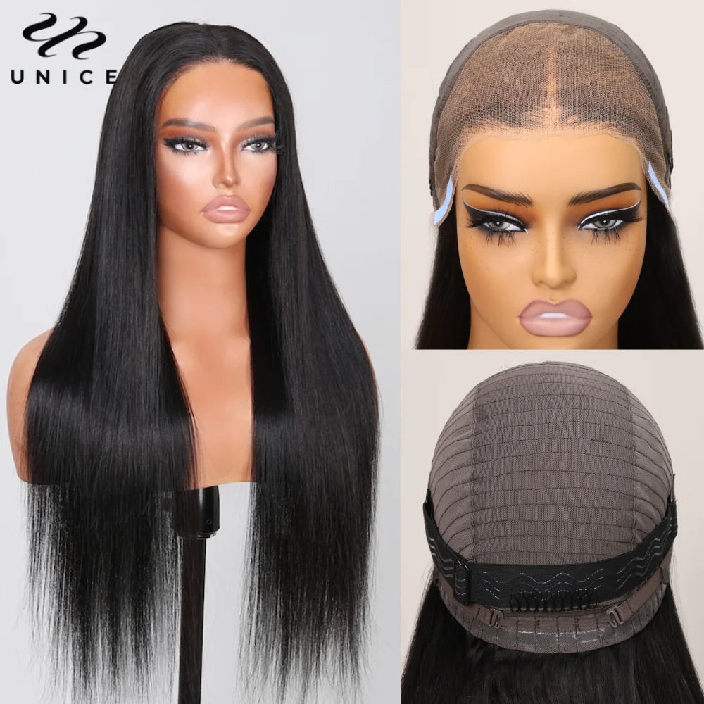 UNice Pre Everything Frontal Wig Pre Bleached Pre Cut 13x4 Lace Front Wig Straight Lace Front Wig Human Hair Wear Go Lace Wigs