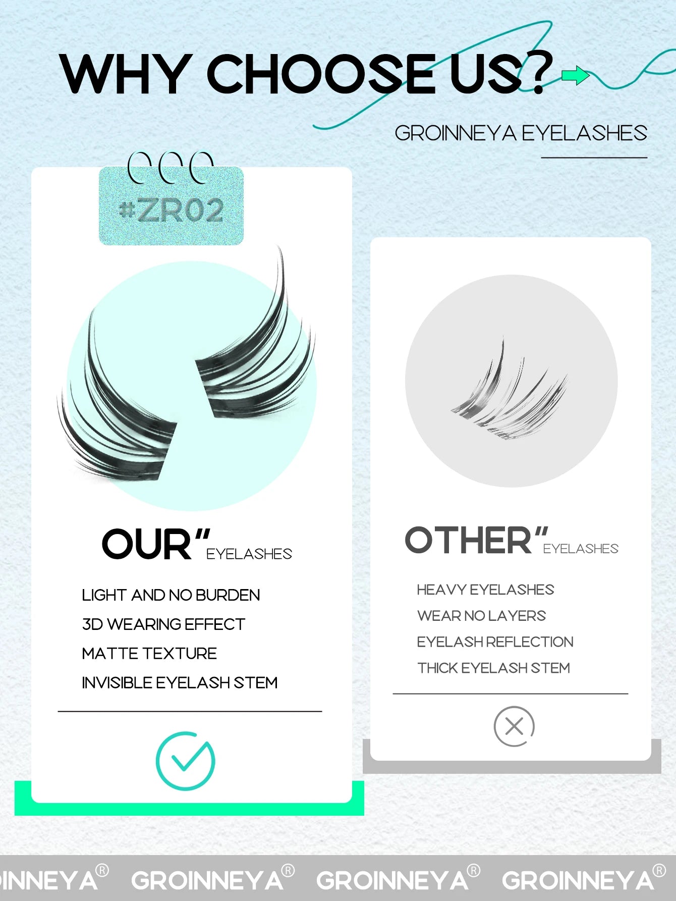 GROINNEYA Cluster Eyelashes Cat Eye Lashes Natural long Lashes Individual Lashes Mixed Tray Eyelash Extension Diy Lashes