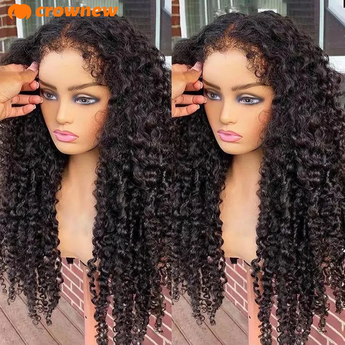 4C KinKy Edges Curly Baby Hair Natural Hairline Curly Lace Front Human Hair Wig 13X4 Hd Lace Front Human Hair Wig Preplucked Wig