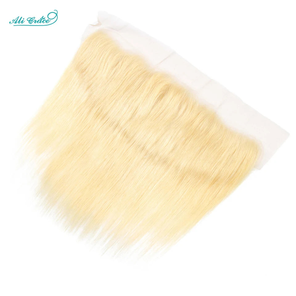 Ali Grace Hair 613 Blonde Color Straight 13x4 Transparent Lace Frontal Brazilian Hair 100% Human Hair Pre Plucked with Baby Hair