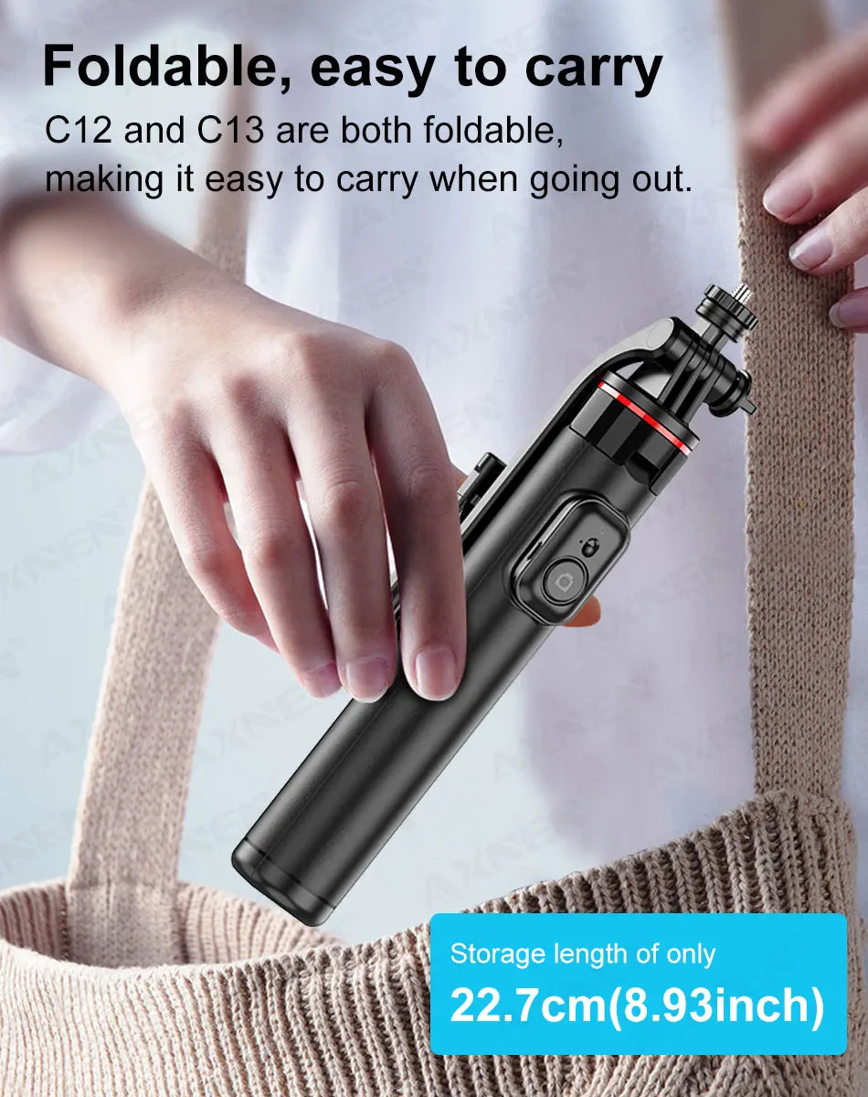 AXNEN Mobile Phone Tripod C12/C13 Tipods for Cellphone Gopro Action Camera, 1325mm Stand with Wireless Bluetooth Remote for Live