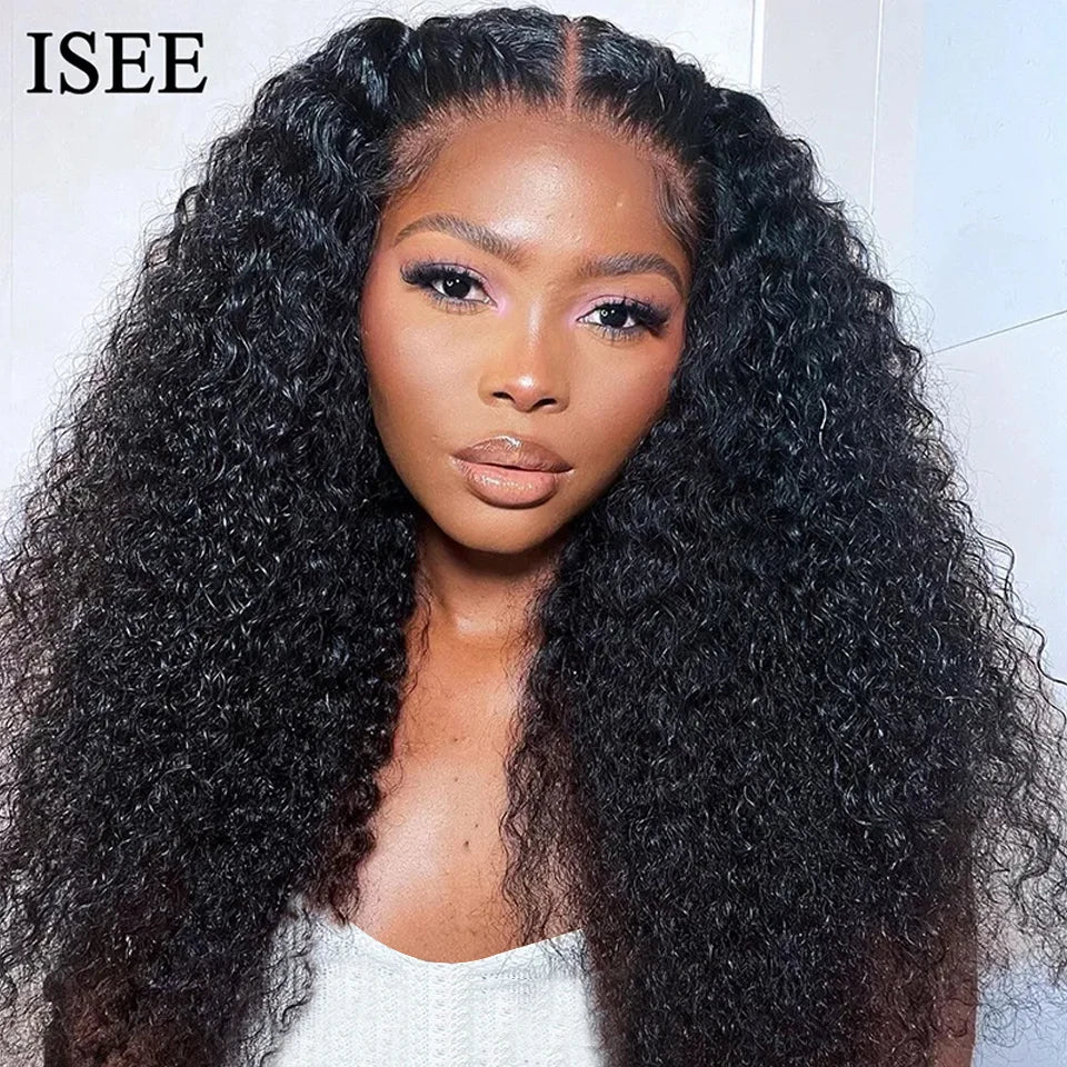 ISEE HAIR V Part Wig Human Hair Wigs For Women Curly Hair No Leave Out Side Part Wig Human Hair Mongolian Kinky Curly Wig
