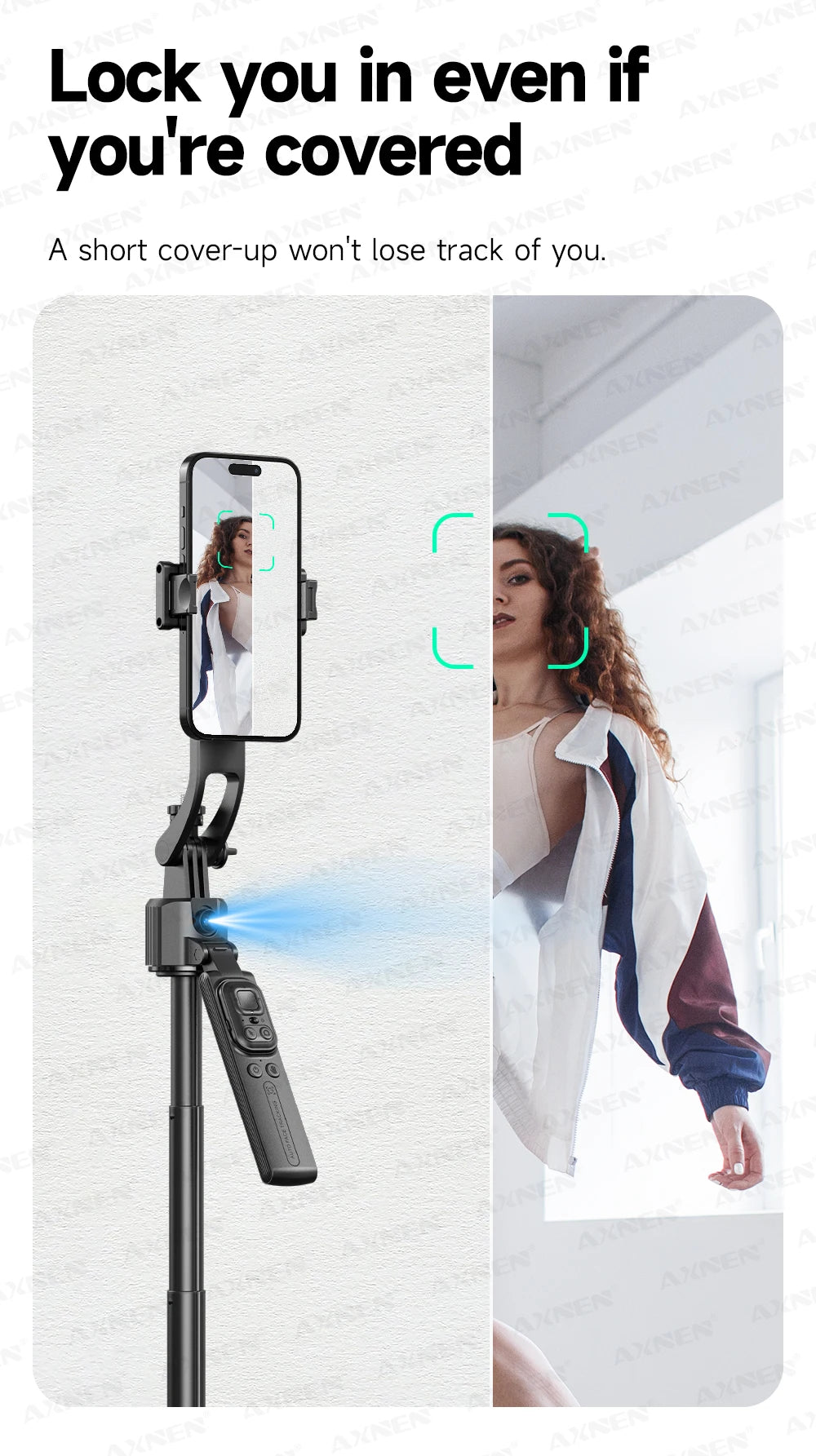 1630mm/64in C17 Tripod Selfie Stick 360° Auto Rotation Shooting Quadruped Phone Stand Face Track Bluetooth Remote Control Tripie