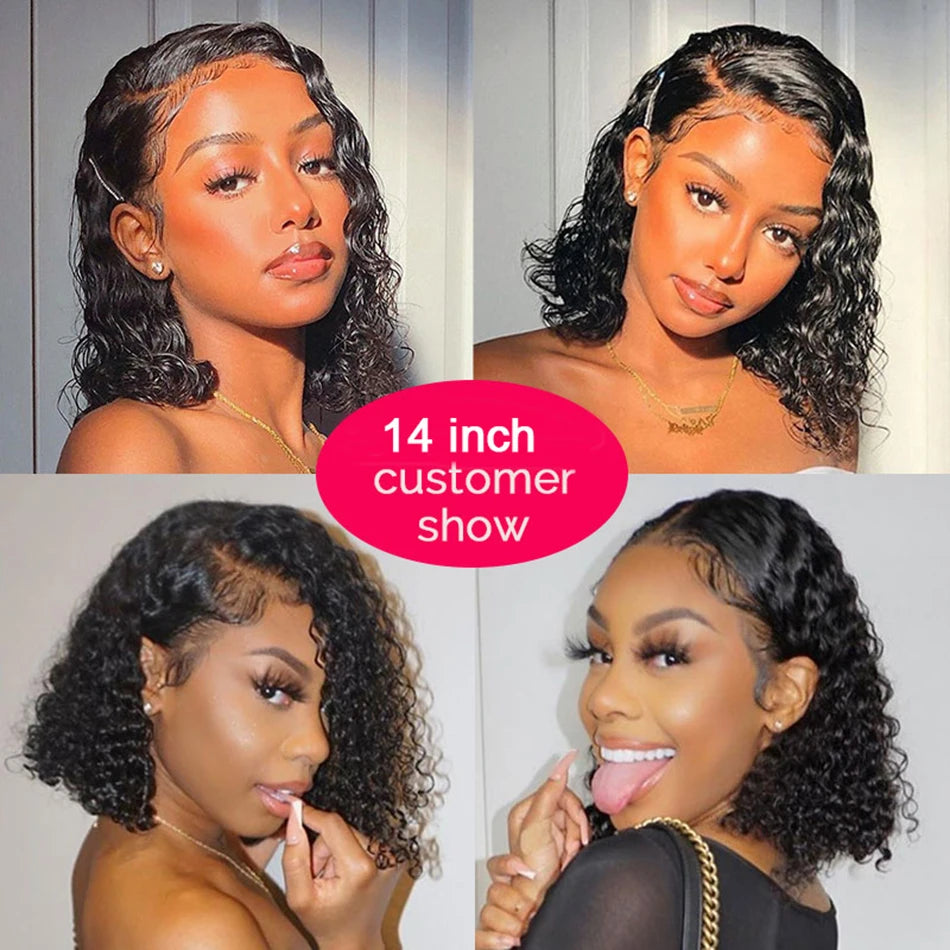 Short Water Wave Bob Wigs Human Hair Wigs For Women Lace FUll Frontal Human Hair Wigs Short Curly Lace Front Human Hair Bob Wigs