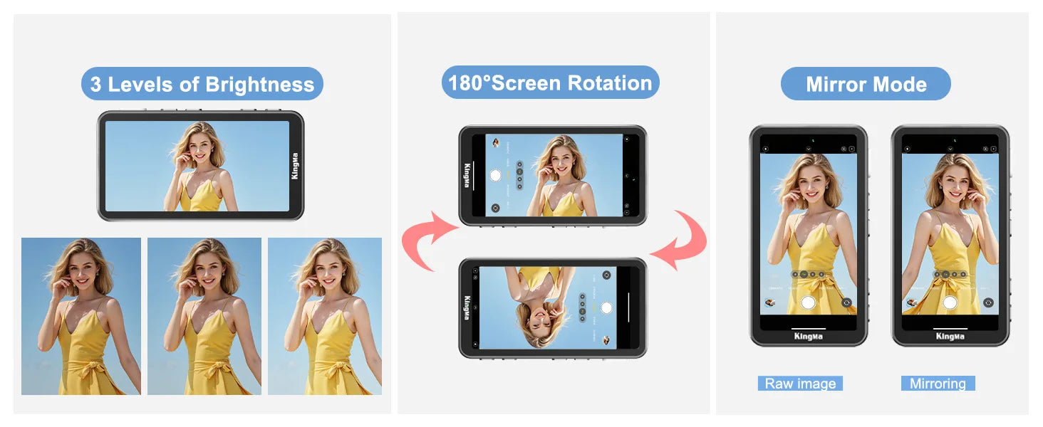KingMa Magnetic Phone Vlog Selfie Touchscreen Monitor, with Zoom, Wireless Recording, Phone Rear Camera for iPhone Selfie TikTok