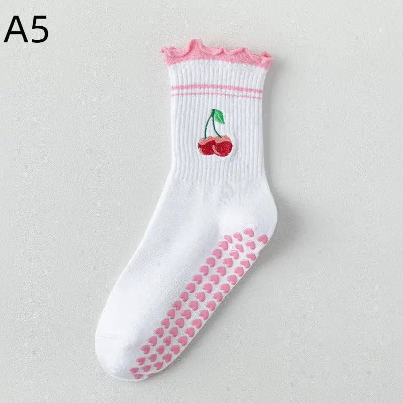 Cotton Breathable Mid-calf Yoga Socks Anti-slip Sports Socks Pilates Socks Dance Fitness Training Socks