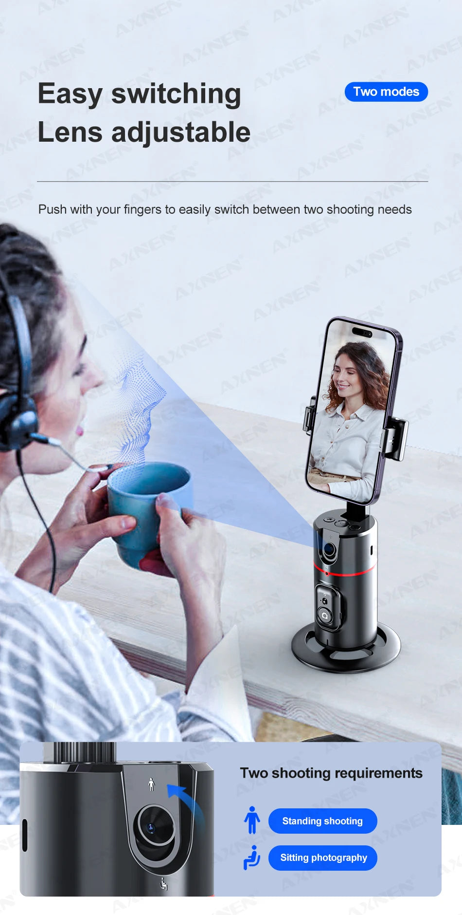 P02 Auto Face Tracking Stand 360° Rotation Phone Holder Desktop Following Gimbal Stabilizer for Smartphone Live Vlogging Video