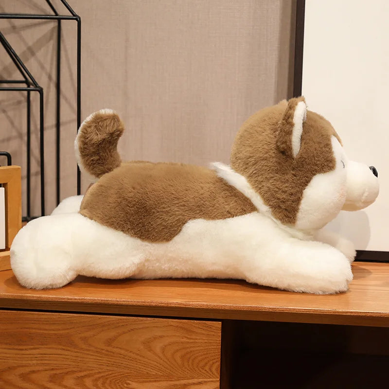 30/40CM Cute Husky Dog Plush Toy Stuffed Animal Soft Kawaii Lying Brown Pet Puppy Pillow Doll Toys for Xmas Gift