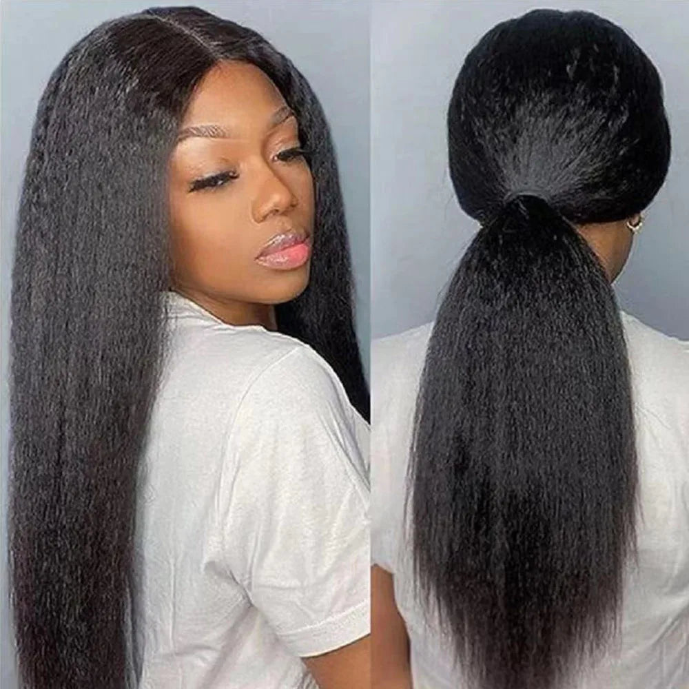 Kinky Straight 360 13x6 Full HD Lace Frontal Wig 6x6 Lace Closure Glueless Wig 30 Inch Yaki Straight Lace Front Wigs Human Hair