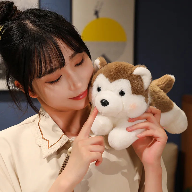 30/40CM Cute Husky Dog Plush Toy Stuffed Animal Soft Kawaii Lying Brown Pet Puppy Pillow Doll Toys for Xmas Gift