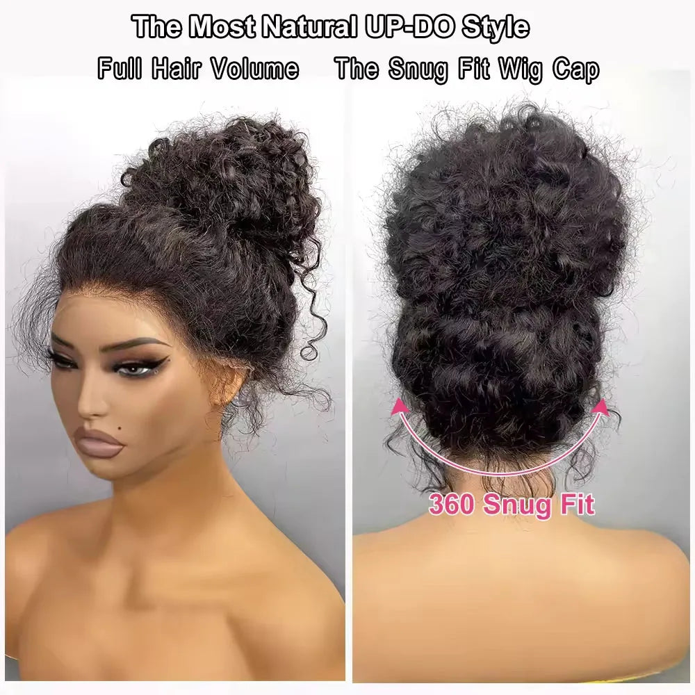 360 HD Full Lace Front Wigs Kinky Curly Human Hair Wig Pre Plucked Glueless Wig Invisible Drawstring 100% Brazilian Human Hair
