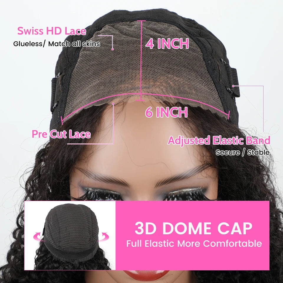 Wear Go Glueless Wig ISEE Indian Kinky Curly Short Bob 7x5 Glueless Wig Human Hair Ready To Wear 13x4 Wig Pre Bleached Knots