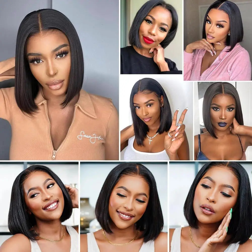Brazilian Bob Wig 7x5 HD Glueless Wig Transparent Straight Lace Front Human Hair Wigs Wear And Go Pre Cut PrePlucked ISEE Hair