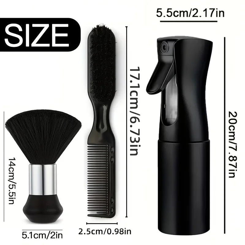 3piece Salon Professional Haircut Kit with Spray Bottle Cleaning Brush for Barbers & Home Use Salon Styling Accessories