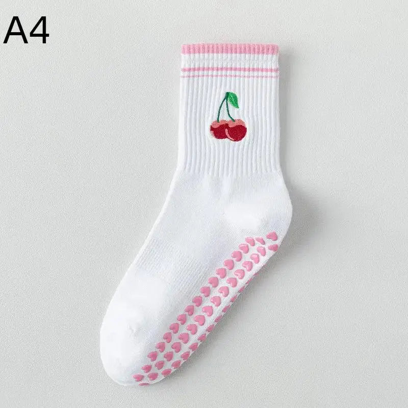 Cotton Breathable Mid-calf Yoga Socks Anti-slip Sports Socks Pilates Socks Dance Fitness Training Socks
