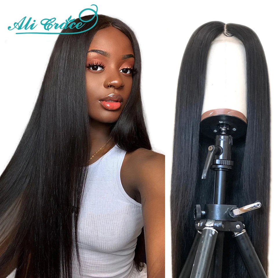 Ali Grace T Part Lace Wig 13x5x1 Straight Lace Part Human Hair Wigs Brazilian Straight Front Wigs for Women Middle Part Wigs
