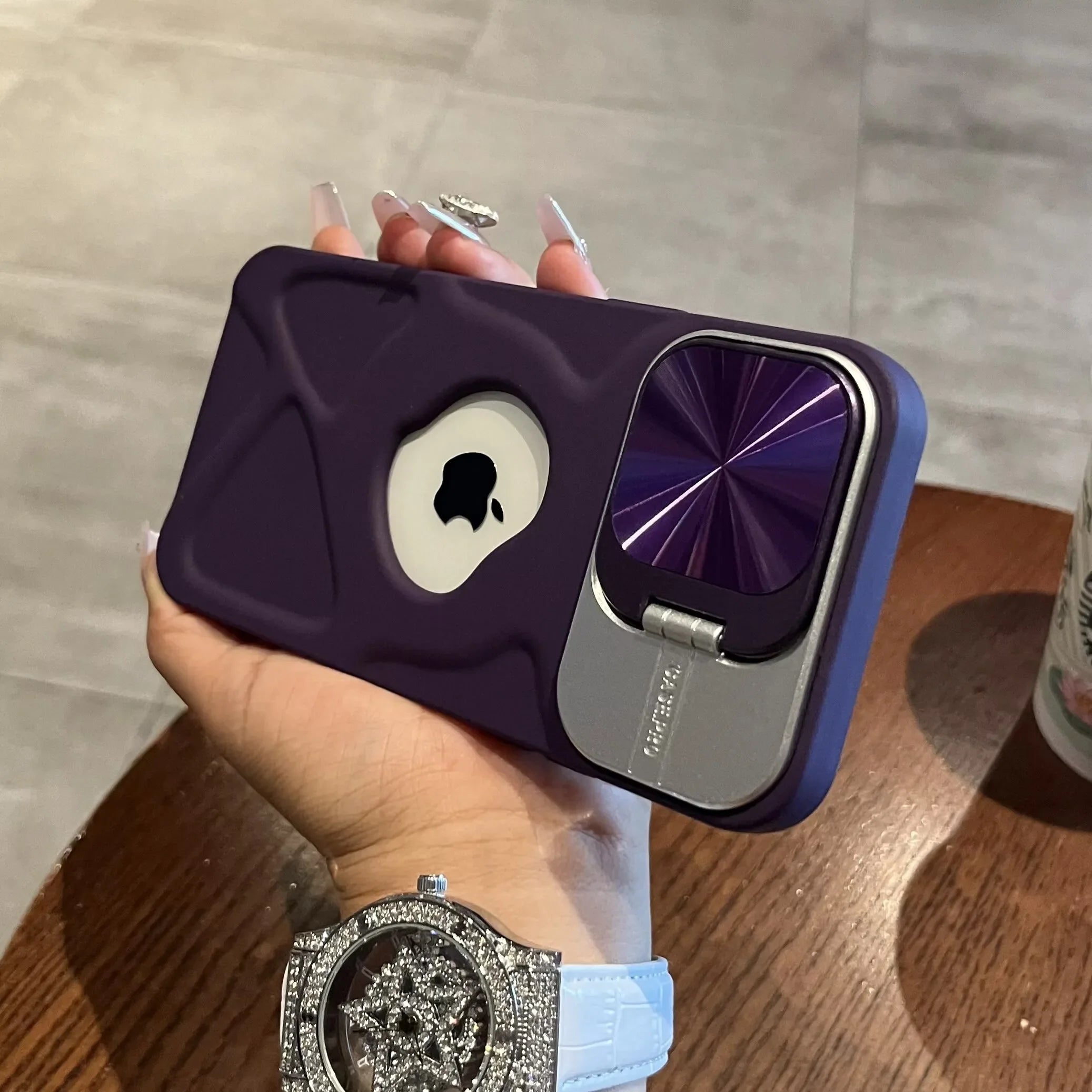 Fashion Logo Hole Magnetic Case for iPhone 17Air 12 13 14 15 16 17 Pro Max Plus Lens Protection Stand For Magsafe Silicone Cover