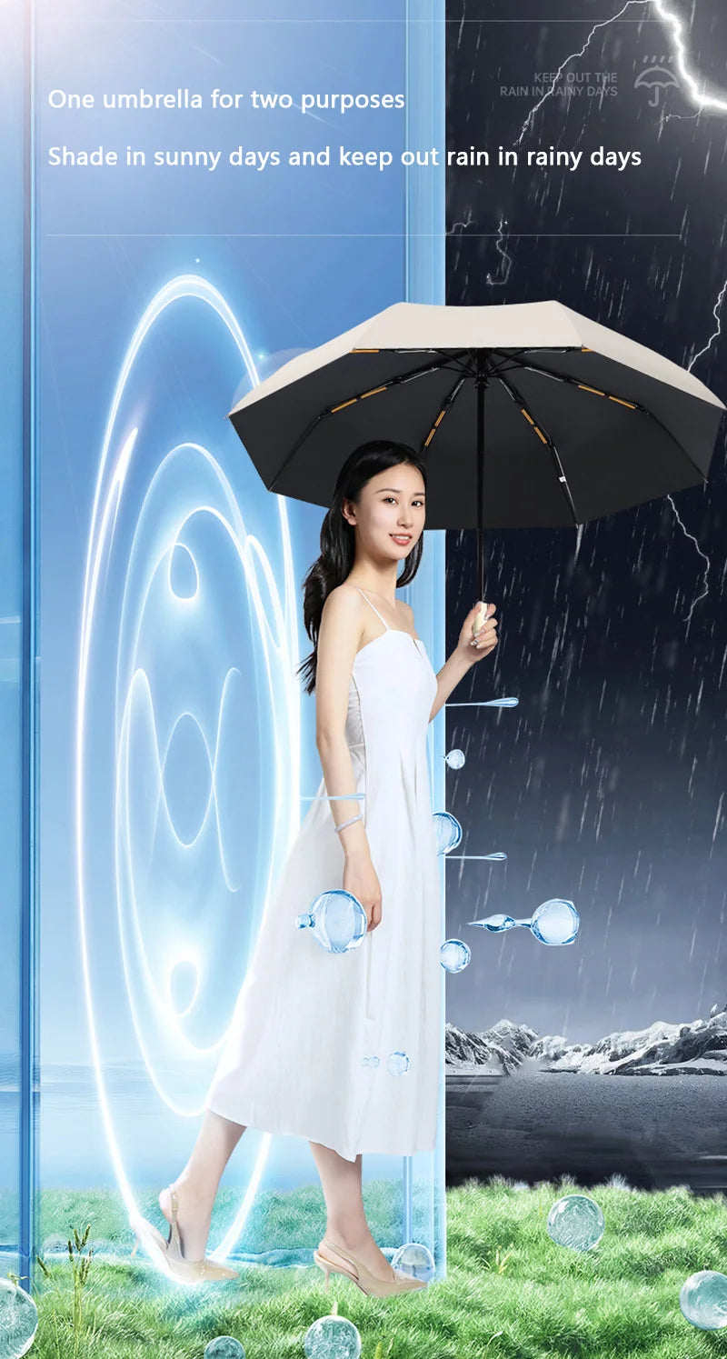 Automatic Umbrella 24 Bone Solid Color Automatic Umbrella Light Collapsible Large Size Outdoor Sunshade Uv Protection New