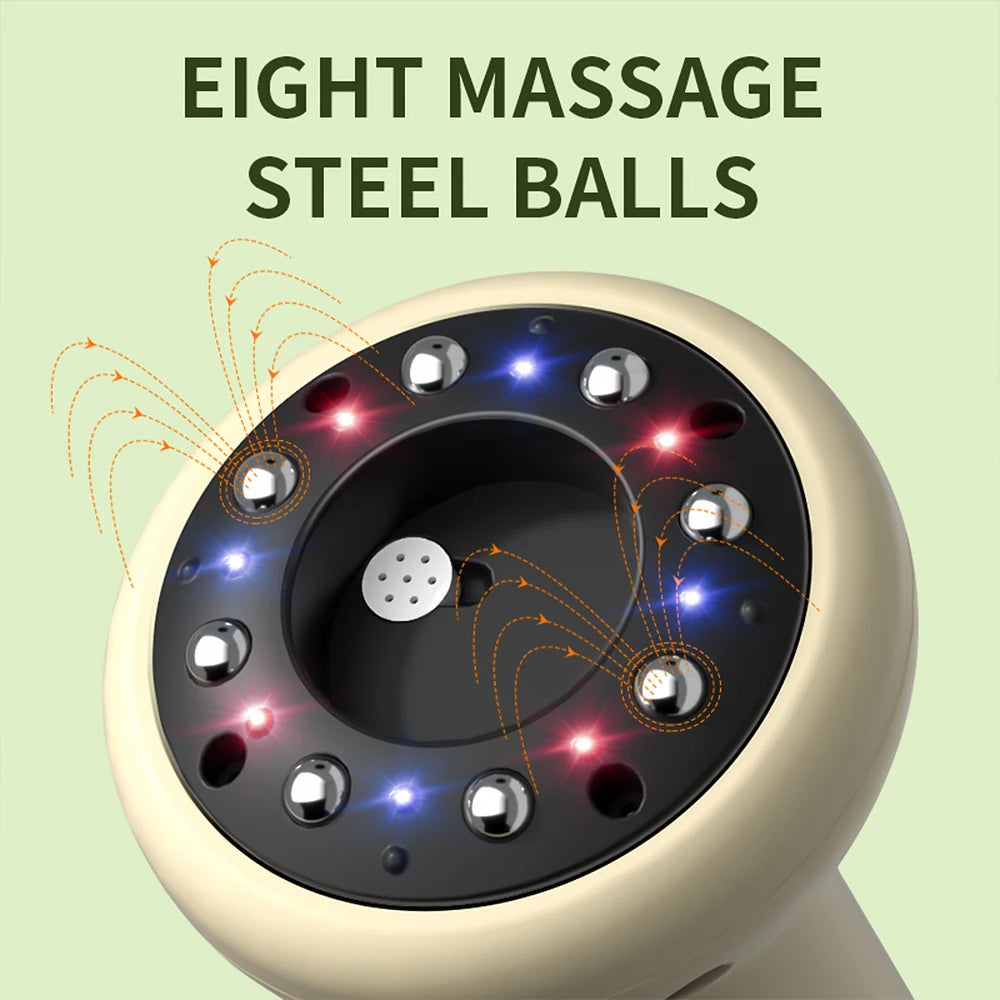 USB Rechargeable Abdominal Massager for Hot Compress and Adjustable Guasha Cupping Intensity Arm and Leg Massage Handheld