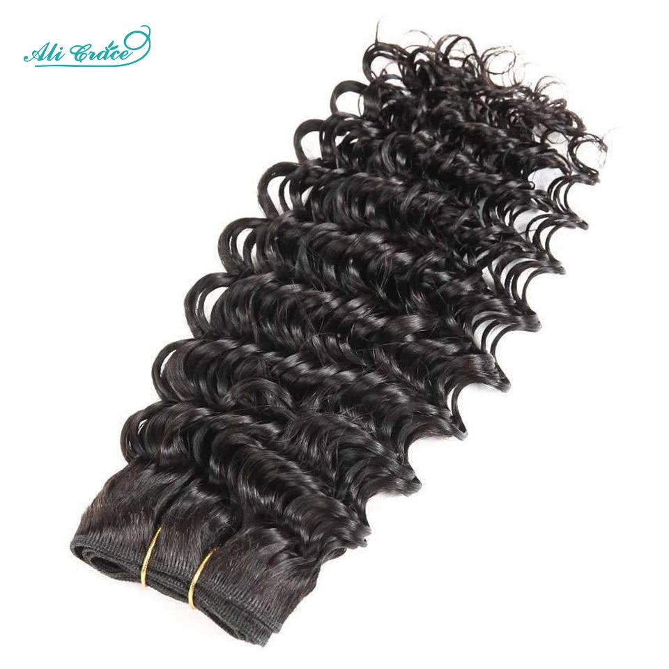 Ali Grace Hair Brazilian Deep Wave 3 Bundles 100% Brazilian Remy Hair 10-28 Inch Deep Curly Brazilian Human Hair For Black Women