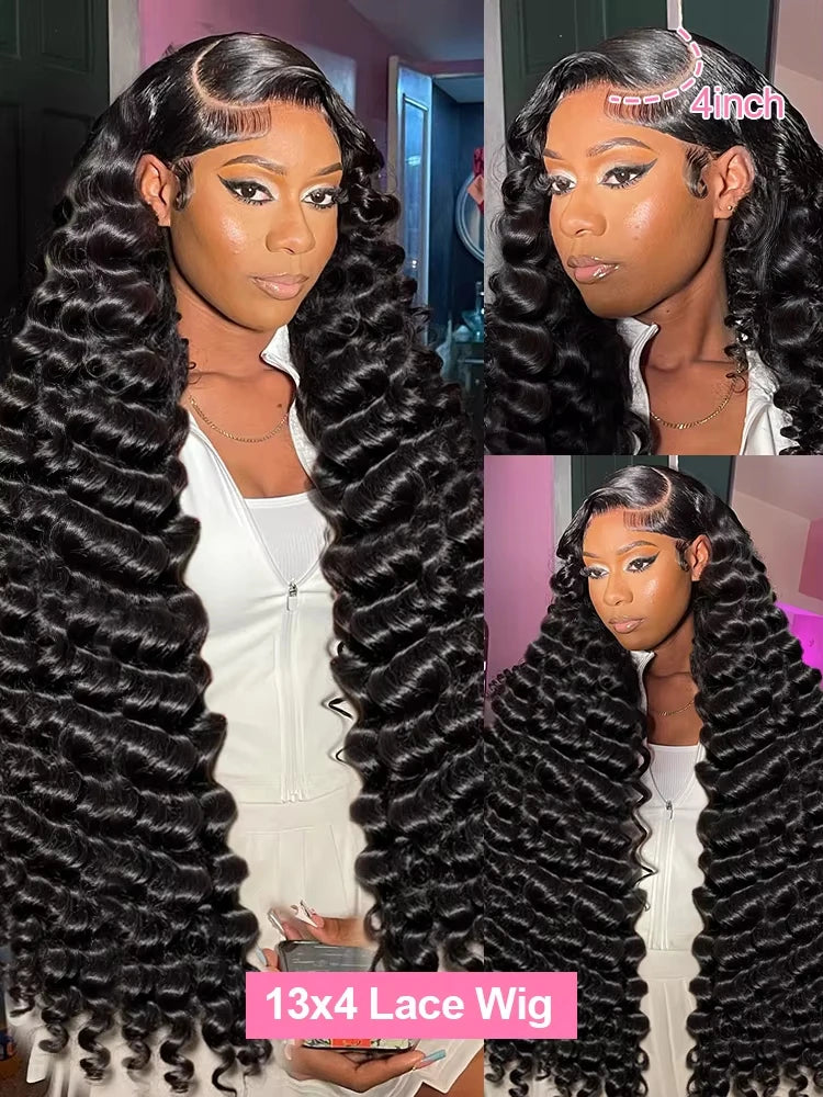 30 36 40 Inch Loose Deep Wave 13x4 13x6 HD Lace Frontal Wig 100% Brazilian Curly Lace Front Human Hair Wig Preplucked
