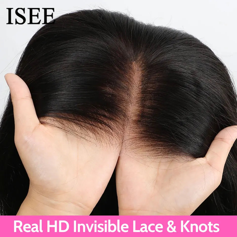 ISEE HAIR Wear And Go Glueless Human Hair Wig Bob HD Lace Straight Short Bob 7x5 Lace Frontal Pre Plucked Human Wigs Ready To Go