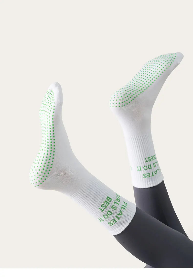 Yoga Socks Women Cotton Stripe Pile Silicone Non-slip Grip Pilates Crew Socks